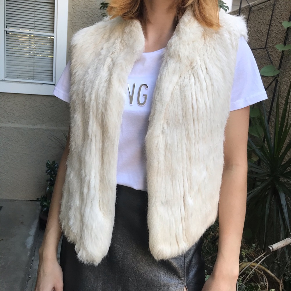 Vintage white Calipso rabbit hair knitted vest